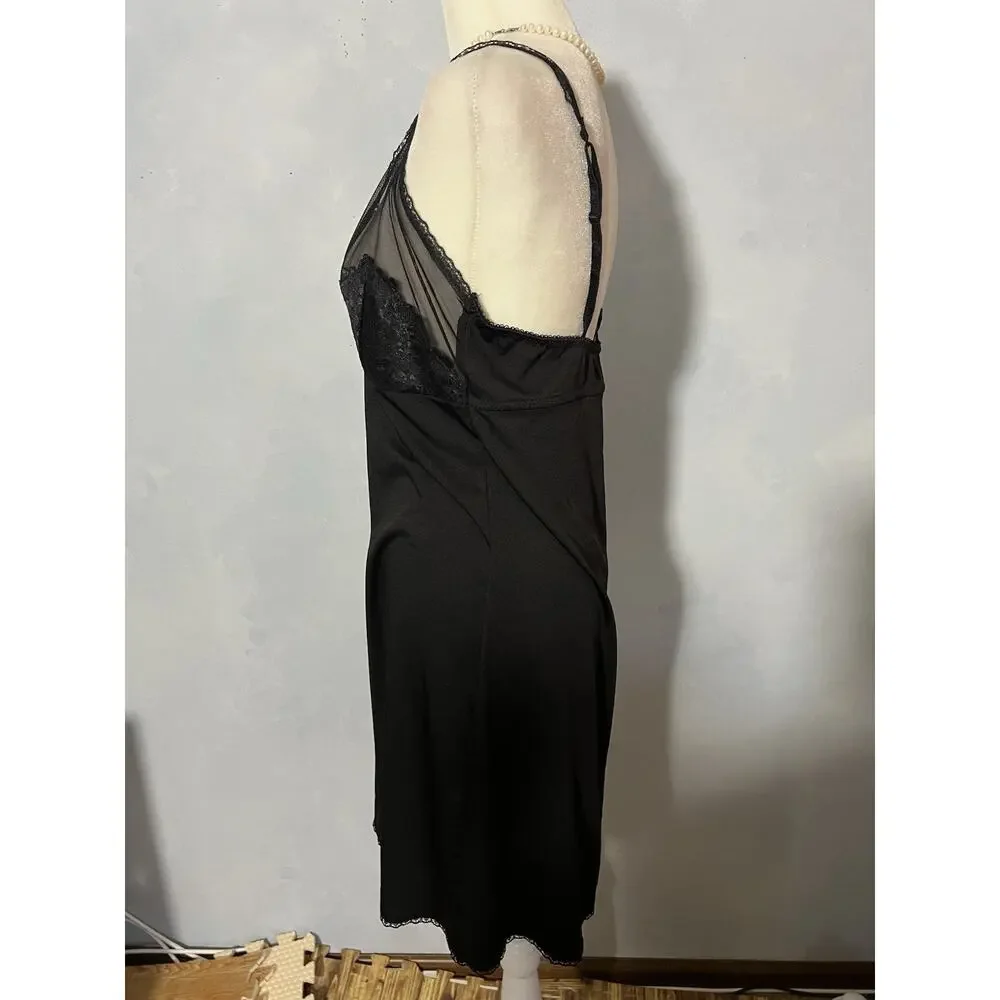 Marilyn Monroe Intimates Lingerie Black Slip Gown Sz Large